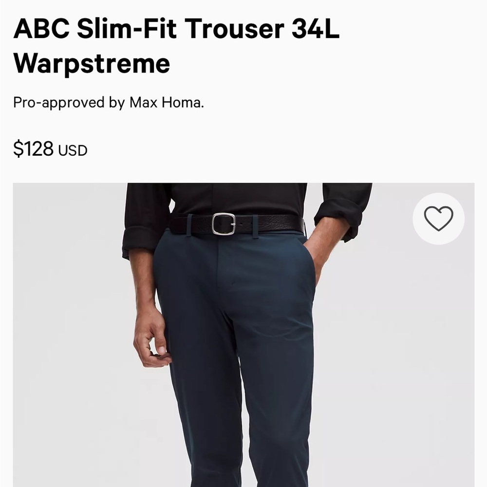 Lululemon Athletica Dark Blue Men’s Slim Fit Trouser Warpstreme 28L